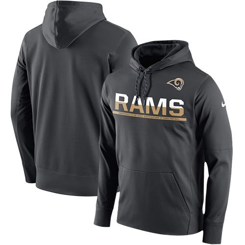 Men's Los Angeles Rams Nike Sideline Circuit Anthracite Pullover Hoodie - Click Image to Close